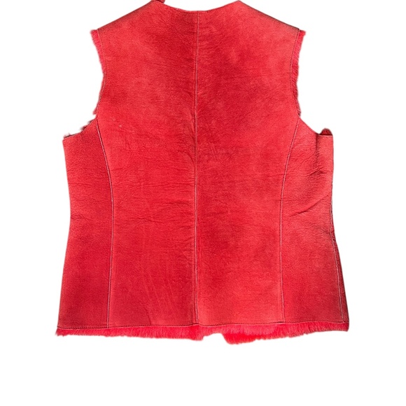 Vintage Red Suede Leather, fur-lined vest L - Picture 4 of 4